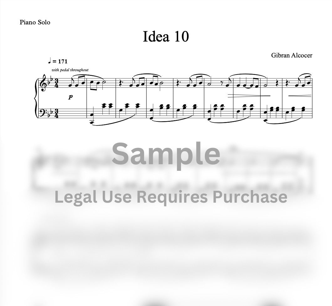 Idea 10 Sheet Music for Piano - Original Composition